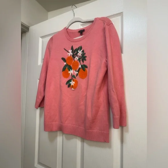Talbots Bold Oranges Crewneck Pullover - Picture 4 of 12